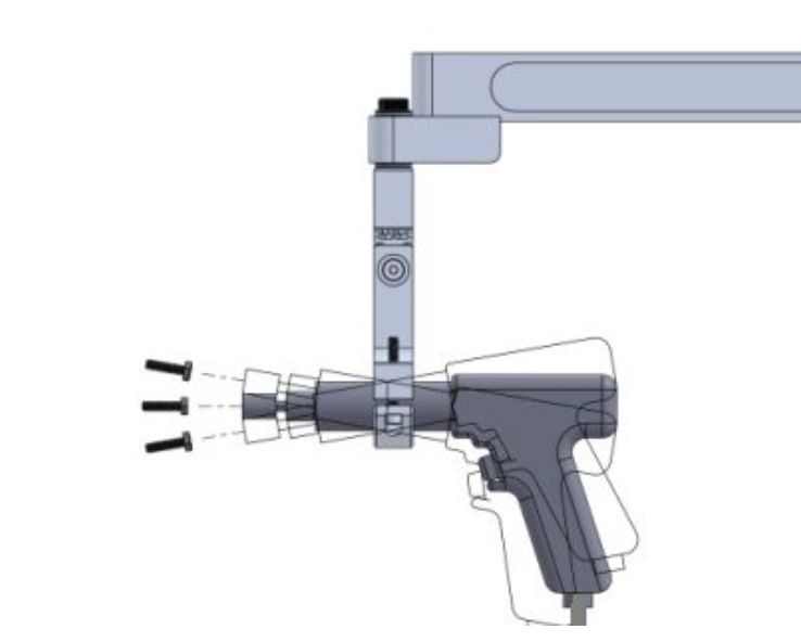 ETA Tool Arms: Torque arms for fastening slightly off horizontal with inline or pistol electric tools