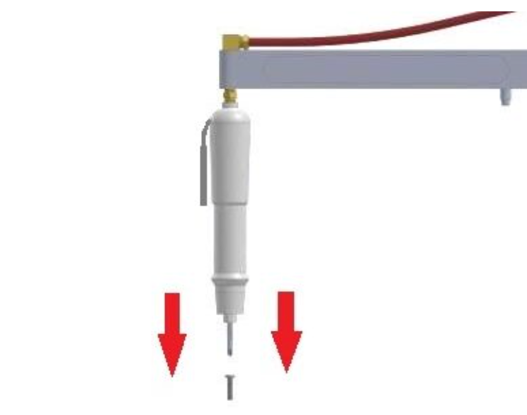 ETA Tool Arms: Torque arms with down force assist for fastening vertically using inline air tools