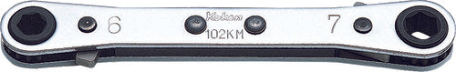 Ko-Ken 102KM-13X17, Ratcheting Ring Wrench  13x17mm 6 point Length 200mm Reversible