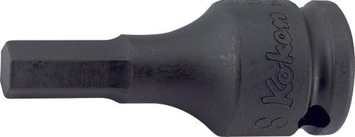 Ko-ken 13012M.52-12, 3/8" Square Drive Power Bit Socket, 12mm Hex Key, Length 52mm, Impact Rated