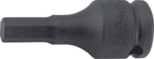 Ko-ken 13012M.52-3, 3/8" Square Drive Power Bit Socket, 3mm Hex Key, Length 52mm, Impact Rated