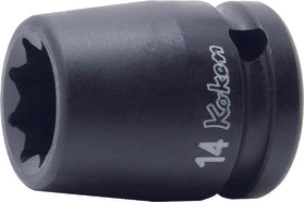 Ko-ken Impact Socket, Metric Square, 8-Point, Non-Covered, Non-Magnetic, Impact Rated