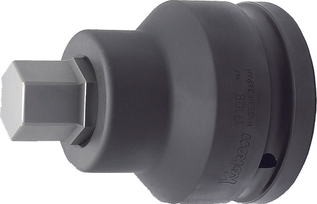 Ko-ken 17108.32-27, 1-1/2" Square Drive Power Bit Socket, 27mm Hex Drive, Length 115mm, Impact Rated