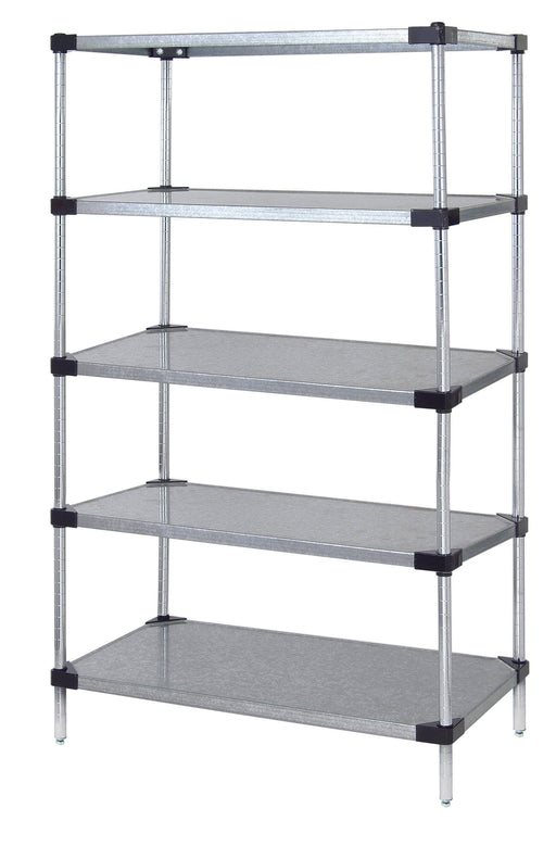 Quantum WR86-2130SG-5, 30"W x 21"D x 86"H WR Solid Shelving Starter Kit, 5 Solid Shelves, Galvanized Steel Finish, NSF, 21" Deep