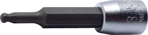 Ko-ken 2011M.50-3, 1/4" Square Drive Power Bit Socket, 3mm Hex Key, Length 50mm, Ball-End, Impact Rated