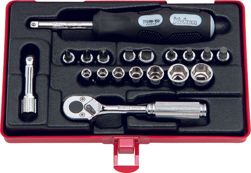 Ko-Ken 2275, 1/4 Sq. Dr. Socket set   6 point   19 pieces