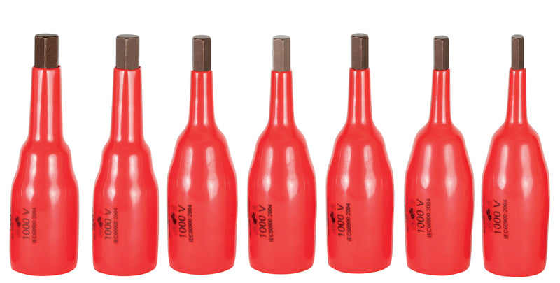 Wiha 31890 7 Piece Insulated Hex Socket Set 3/8" Drive - SAE