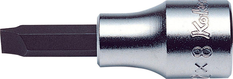 Ko-ken 3005-10, 3/8" Square Drive Power Bit Socket, 0.06 x 0.39" (1.6 x 10mm) Slotted, Length 60mm, Impact Rated