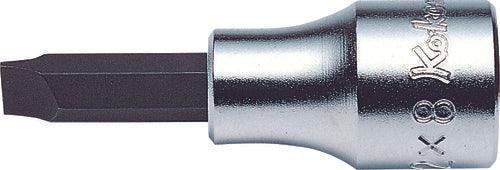 Ko-ken 3005-8, 3/8" Square Drive Power Bit Socket, 0.05 x 0.32" (1.2 x 8mm) Slotted, Length 60mm, Impact Rated