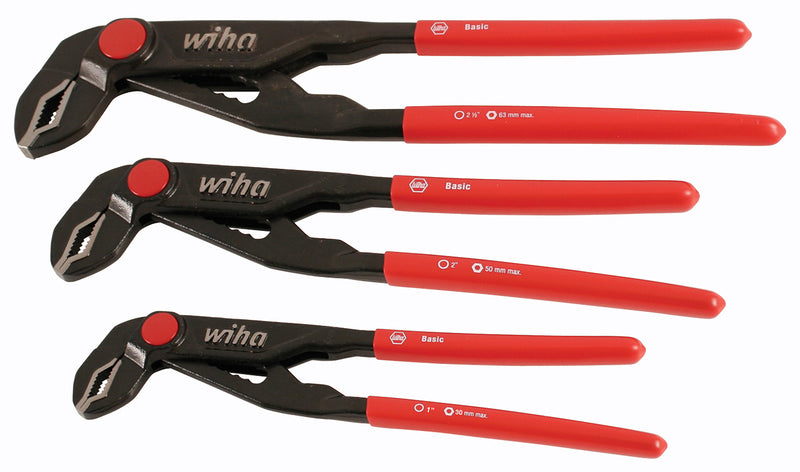 Wiha 32669 3 Piece Classic Grip V-Jaw Tongue and Groove Pliers Set