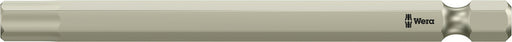 Wera 05071104001, 6.0mm Hex Key Screwdriver Bit 3840/4, 1/4" Hex Power Drive, Length 3.5" (89mm), Stainless