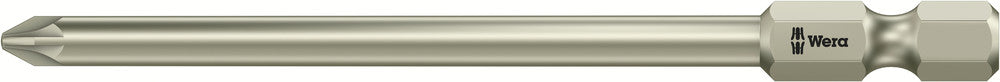 Wera 05071084001, PZ1 - Pozidriv Screwdriver Bit 3855/4, 1/4" Hex Power Drive, Length 3.5" (89mm), Stainless