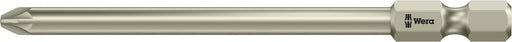 Wera 05071085001, PZ2 - Pozidriv Screwdriver Bit 3855/4, 1/4" Hex Power Drive, Length 3.5" (89mm), Stainless