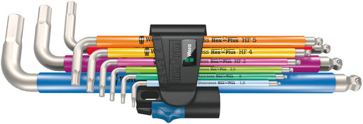 Wera 05022699001, Multicolor, Stainless, Ball-End, Holding Function, Hex-Plus, Metric Hex L-Key, 3950/9