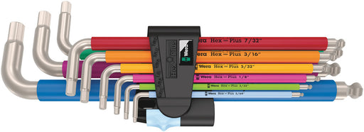 Wera 05022860001, Multicolor, Stainless, Ball-End, Hex-Plus, Inch Hex L-Key, 3950/9