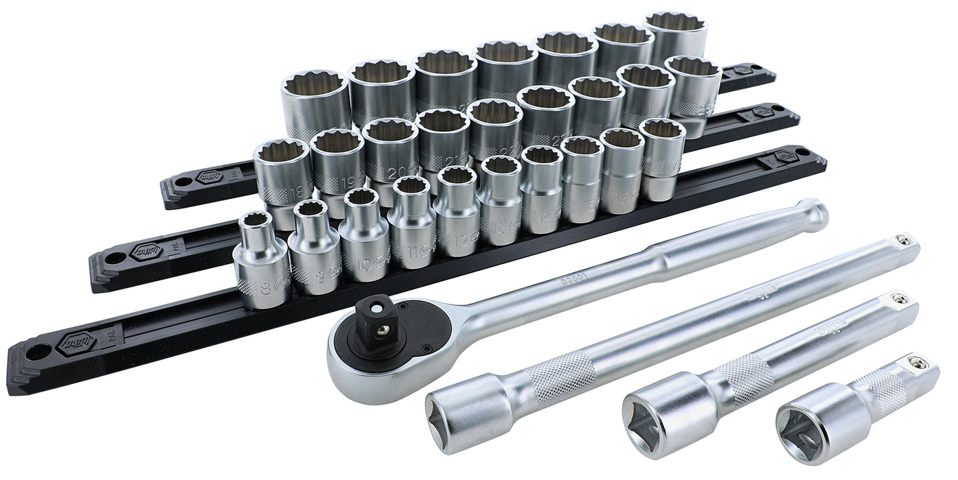 Wiha 33891 30 Piece 1/2" Drive Socket Set - Metric