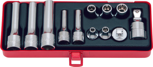 Ko-Ken 4254, 3/8, 1/2 Sq. Dr. 12 Piece TORXÂ® Short/Deep Socket set E6-E14