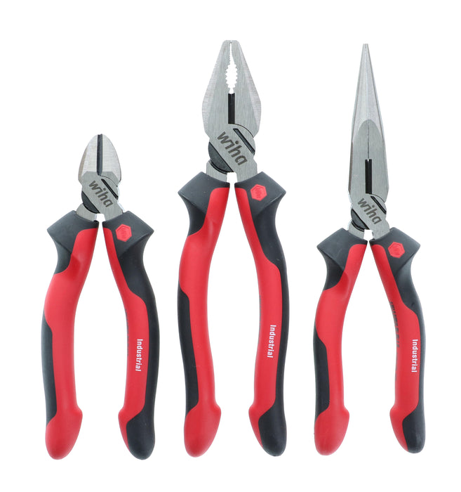 Wiha 30964 3 Piece Industrial SoftGrip Pliers and Cutters Set