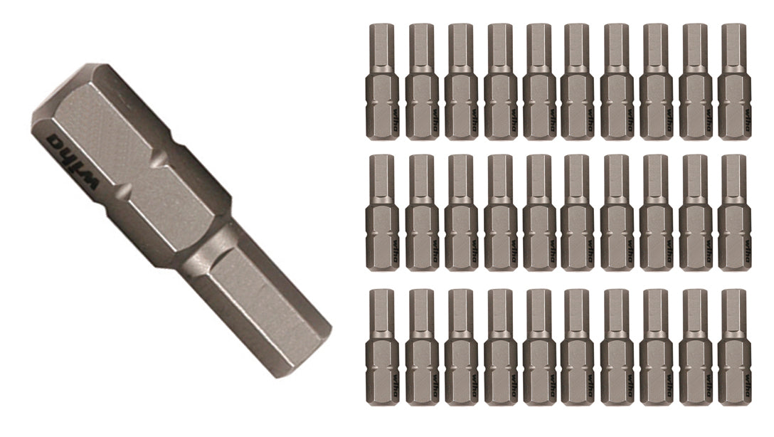 Wiha 72513 Hex Contractor Insert Bit 1/4" x 25mm - 30 Piece