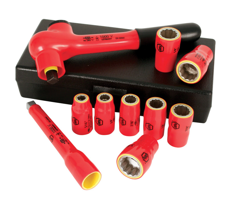 Wiha 31590 10 Piece Insulated Socket Set 3/8" Drive - Metric