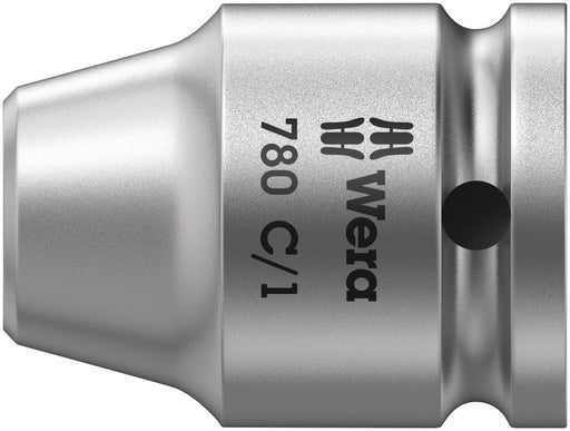 Wera 05344513001, 1/4" Hex Drive Screwdriver Adaptor 780, 1/2" Square Drive, Length 1.4" (35mm), Ball Detent, Extra-Strong