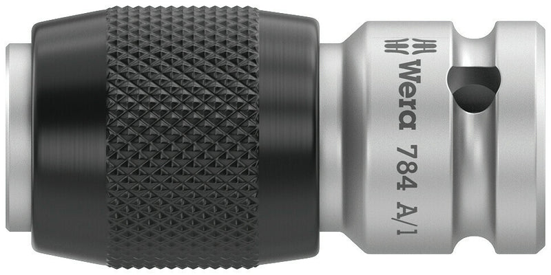 Wera 05042750001, 1/4" Hex Drive Screwdriver Adaptor 784, 1/4" Square Drive, Length 1.2" (30mm), Ball Detent, Quick Release