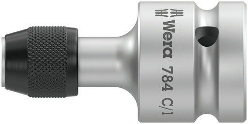 Wera 05042760001, 1/4" Hex Drive Screwdriver Adaptor 784, 1/2" Square Drive, Length 2" (50mm), Ball Detent, Quick Release