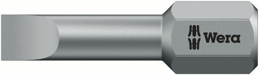 Wera 05056203001, 0.02 x 0.16" (0.5 x 4mm) Slotted Screwdriver Bit 800/1 TZ, 1/4" Hex Insert Drive, Length 1" (25mm), Torsion