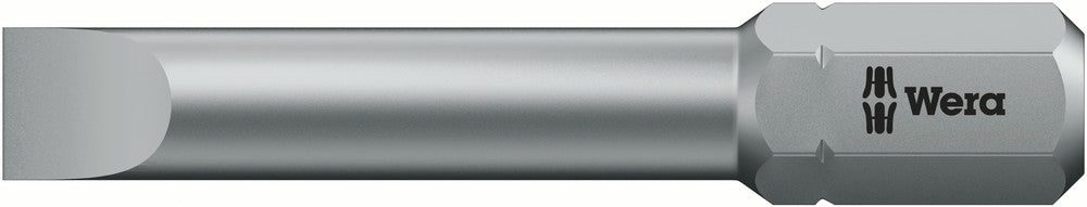 Wera 05057235001, 0.06 x 0.04" (1.6 x 10mm) Slotted Screwdriver Bit 800/2 Z, 5/16" Hex Insert Drive, Length 1.6" (41mm)