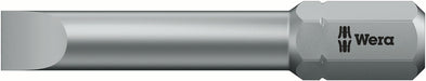 Wera 05057225001, 0.05 x 0.32" (1.2 x 8mm) Slotted Screwdriver Bit 800/2 Z, 5/16" Hex Insert Drive, Length 1.6" (41mm)