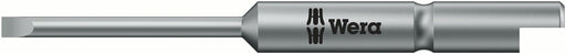 Wera 05135264001, 0.01 x 0.08" (0.35 x 2.5mm) Slotted Screwdriver Bit 800/9 C, 4mm Halfmoon Drive, Length 1.7" (44mm), Hard