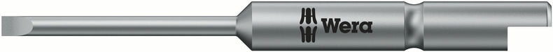 Wera 05135264001, 0.01 x 0.08" (0.35 x 2.5mm) Slotted Screwdriver Bit 800/9 C, 4mm Halfmoon Drive, Length 1.7" (44mm), Hard