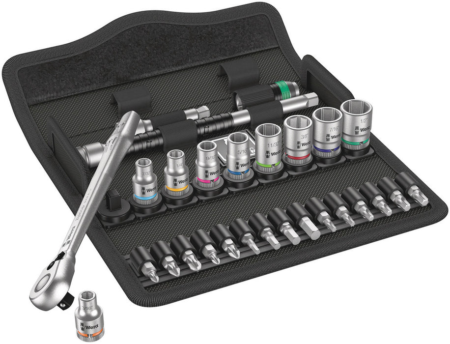 Wera 05004021001, 8100 SA 11 Zyklop Metal Ratchet Set with switch lever, 1/4" drive, imperial