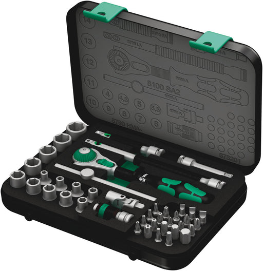 Wera 05003533001, 8100 SA 2 Zyklop Speed Ratchet Set, 1/4" drive, metric