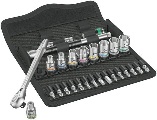 Wera 05004018001, 8100 SA 8 Zyklop Metal Ratchet Set with switch lever, 1/4" drive, metric