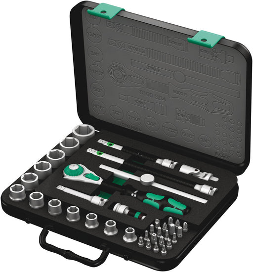 Wera 05003596001, 8100 SB 4 Zyklop Speed Ratchet Set, 3/8" drive, imperial