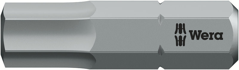 Wera 05056687001, 6.0mm Hex Key Screwdriver Bit 840/1 BTZ, 1/4" Hex Insert Drive, Length 1" (25mm), BiTorsion