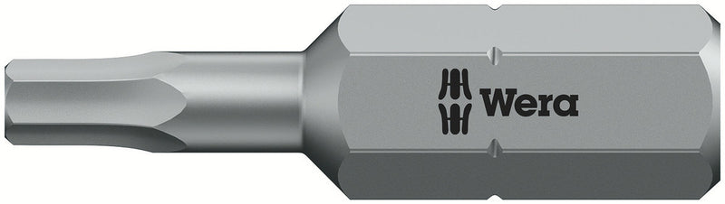 Wera 05056315001, 3.0mm Hex Key Screwdriver Bit 840/1 Z, 1/4" Hex Insert Drive, Length 1" (25mm)