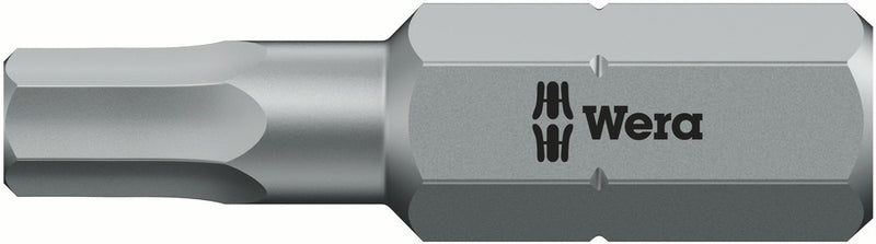 Wera 05056346001, 6.0mm Hex Key Screwdriver Bit 840/1 Z BO, 1/4" Hex Insert Drive, Length 1" (25mm), Tamper Resistant