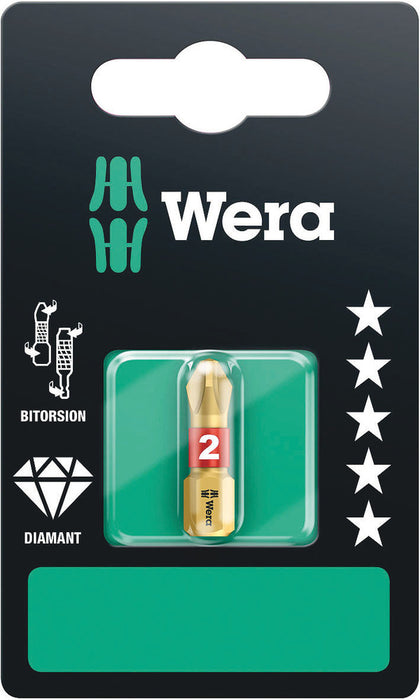 Wera Screwdriver Bit, Phillips, Diamond Coated, BiTorsion, 851/1 BDC SB