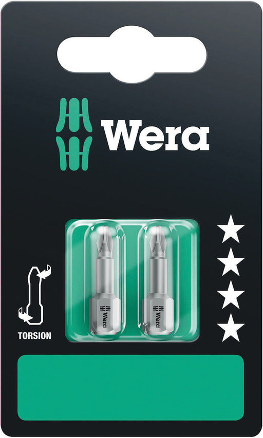 Wera 05073325001, PH3 - Phillips Screwdriver Bit 851/1 TZ SB, 1/4" Hex Insert Drive, Length 1" (25mm), Torsion