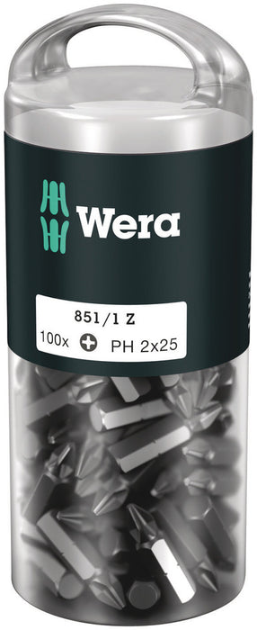 Wera Screwdriver Bit, Phillips, 851/1 Z, 100 Pack