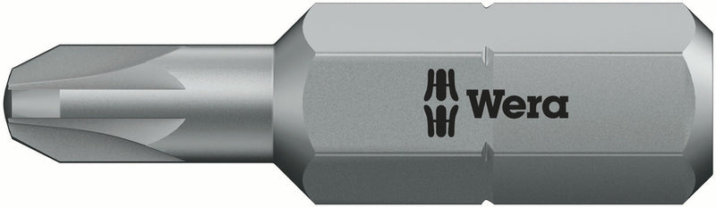 Wera 05135017001, PZ1 - Pozidriv Screwdriver Bit 855/1 RZ, 1/4" Hex Insert Drive, Length 1" (25mm), Reduced Shaft
