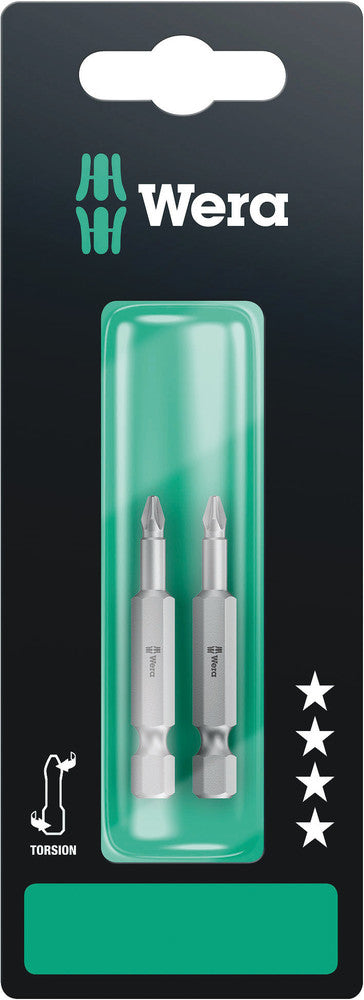 Wera Screwdriver Bit, Pozidriv, Torsion, 855/4 TZ SB, 2 Pack