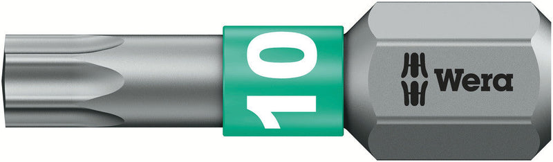 Wera 05066120001, TX 10 - Torx Key Screwdriver Bit 867/1 BTZ, 1/4" Hex Insert Drive, Length 1" (25mm), BiTorsion