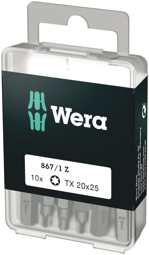 Wera 05072408001, TX 20 - Torx Key Screwdriver Bit 867/1, 1/4" Hex Insert Drive, Length 1" (25mm)