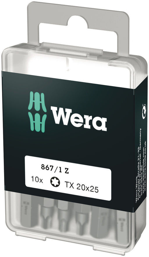Wera 05072408001, TX 20 - Torx Key Screwdriver Bit 867/1, 1/4" Hex Insert Drive, Length 1" (25mm)