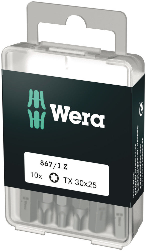 Wera 05072411001, TX 30 - Torx Key Screwdriver Bit 867/1, 1/4" Hex Insert Drive, Length 1" (25mm)
