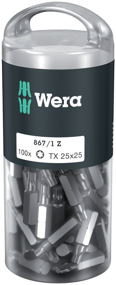 Wera 05072449001, TX 25 - Torx Key Screwdriver Bit 867/1, 1/4" Hex Insert Drive, Length 1" (25mm)