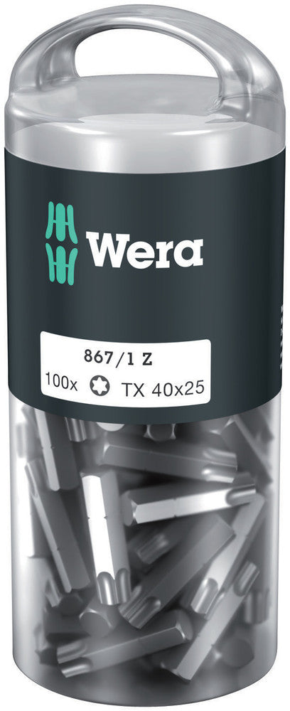 Wera 05072452001, TX 40 - Torx Key Screwdriver Bit 867/1, 1/4" Hex Insert Drive, Length 1" (25mm)